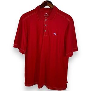 Red Tommy Bahama Supima Polo Shirt Size S